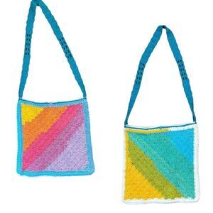 NWOT Rainbow Crochet Crossbody Bag